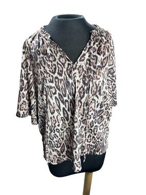Vince Camuto Womens Leopard Print Blouse Small Lightweight Animal Print